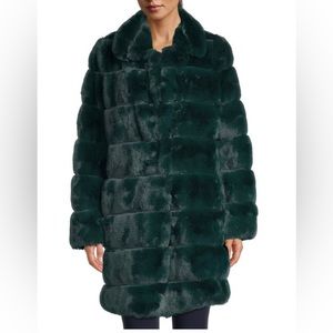 BCBGMAXAZRIA Missy Faux Fur Coat - Green